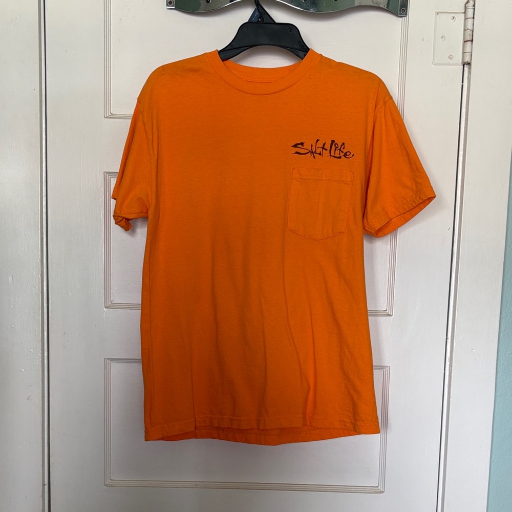 Salt Life Bright Orange Short-Sleeve Pocket Tee Size M